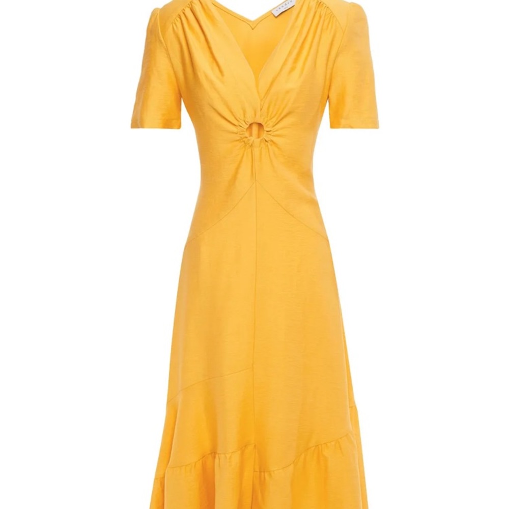 Sandro Tamara yellow linen dress